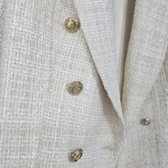 Zara cream tweed Double-Breasted Blazer - Picture 8 of 11